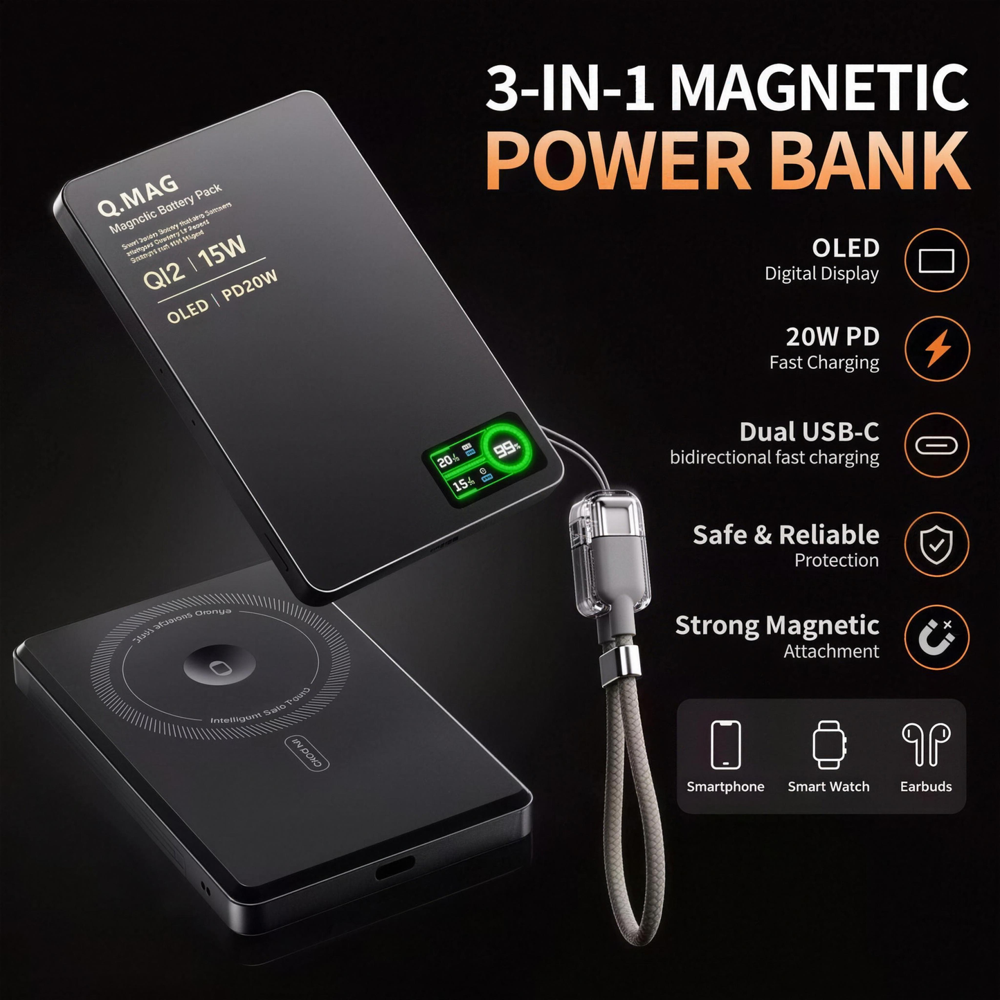 Q.Mag" - Wireless Magnetic Powerbank