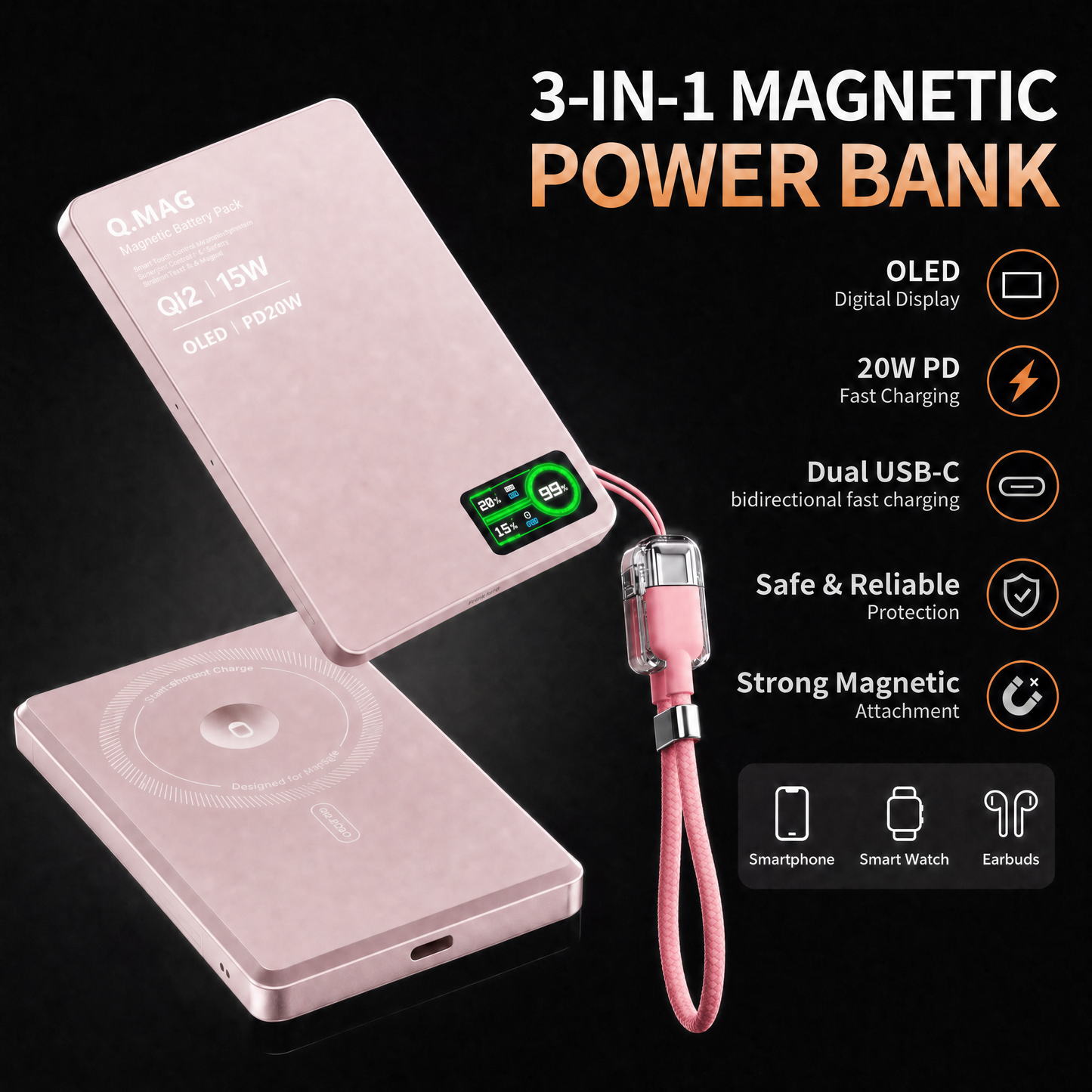 Q.Mag" - Wireless Magnetic Powerbank
